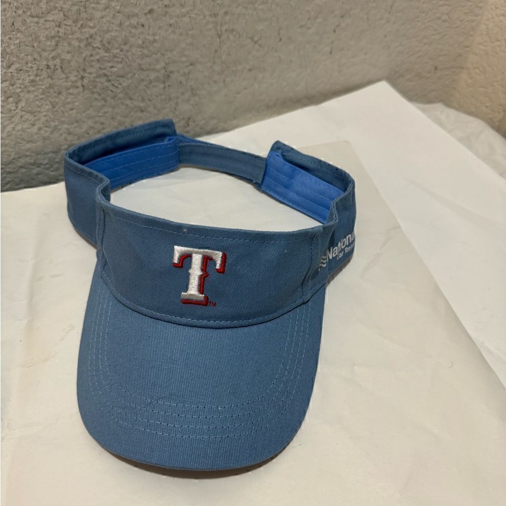 World Series Light blue Texas Ranger sun visor National rental car